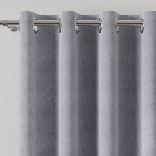 Zasłona welwetowa blackout 140x260 cm pastelowa szara na przelotkach, elegancka przyciemniająca