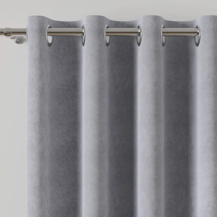 Zasłona welwetowa blackout 140x260 cm pastelowa szara na przelotkach, elegancka przyciemniająca
