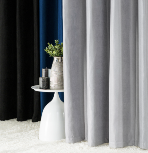 Zasłona welwetowa blackout 140x260 cm pastelowa szara na przelotkach, elegancka przyciemniająca