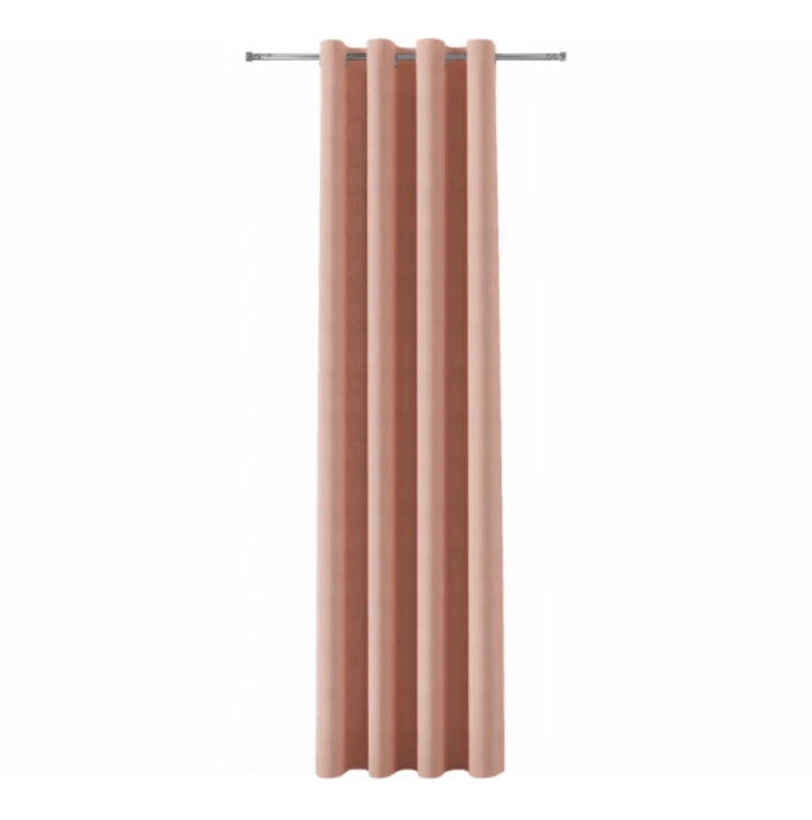 Zasłona welwetowa blackout 140x260 cm pudrowa różowa na przelotkach, elegancka przyciemniająca