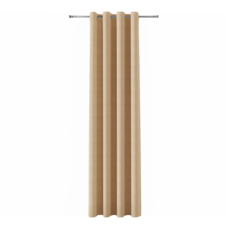 Zasłona welwetowa blackout 140x260 cm beżowa na przelotkach, elegancka przyciemniająca