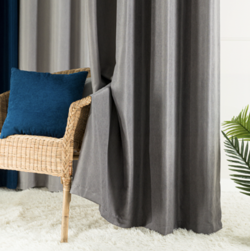 Zasłona welwetowa blackout 140x260 cm szara na taśmie, elegancka przyciemniająca