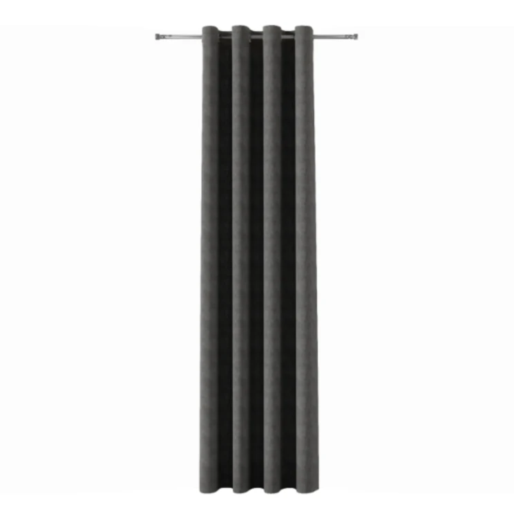Zasłona welwetowa blackout 140x260 cm ciemna szara na przelotkach, elegancka przyciemniająca