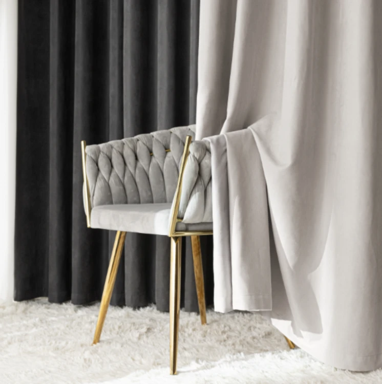 Zasłona welwetowa blackout 140x260 cm stalowa na przelotkach, elegancka przyciemniająca