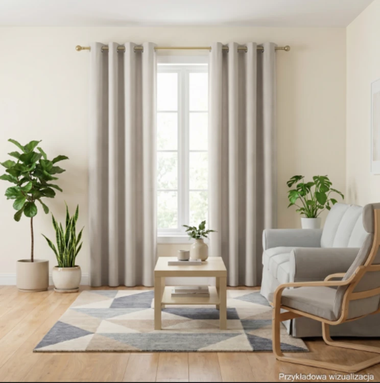 Zasłona welwetowa blackout 140x260 cm stalowa na przelotkach, elegancka przyciemniająca