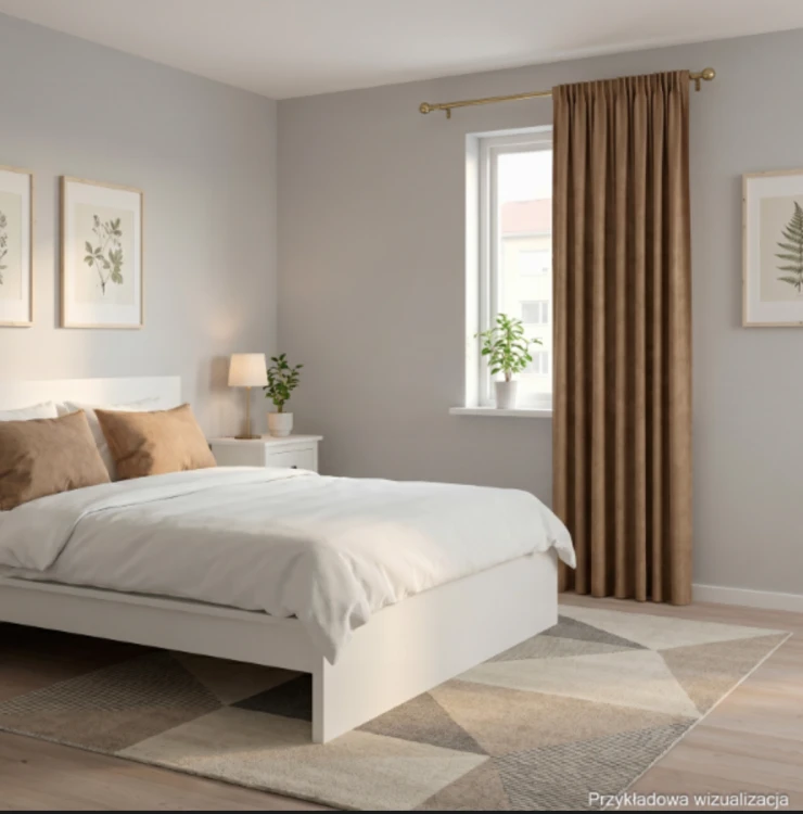 Zasłona welwetowa blackout 140x260 cm ciemna ciepła beżowa na taśmie, elegancka przyciemniająca