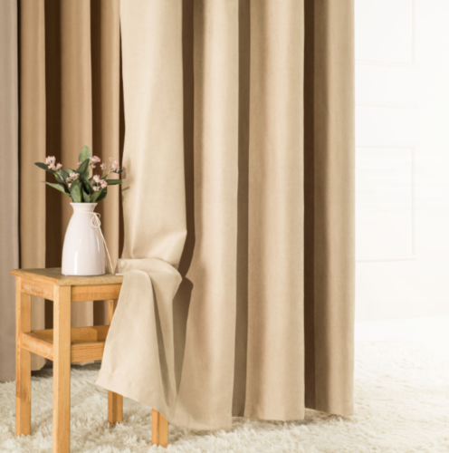 Zasłona welwetowa blackout 140x260 cm cappuccino na taśmie, elegancka przyciemniająca