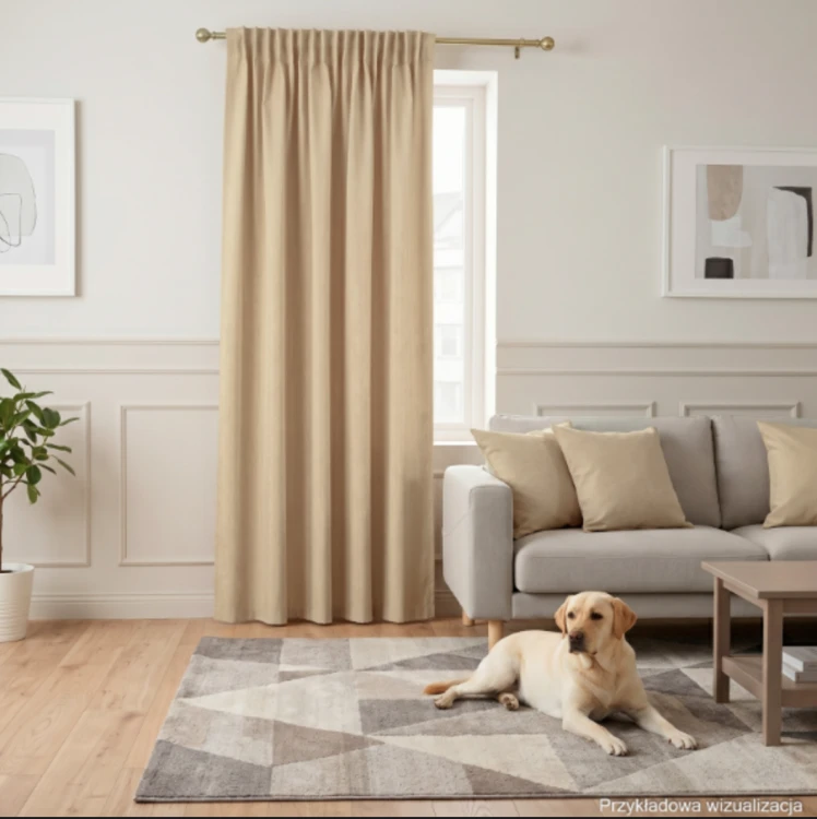 Zasłona welwetowa blackout 140x260 cm cappuccino na taśmie, elegancka przyciemniająca