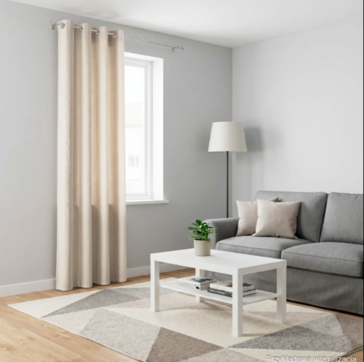Zasłona welwetowa blackout 140x260 cm jasna ciepła beżowa na przelotkach, elegancka przyciemniająca