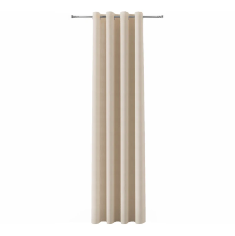 Zasłona welwetowa blackout 140x260 cm jasna ciepła beżowa na przelotkach, elegancka przyciemniająca
