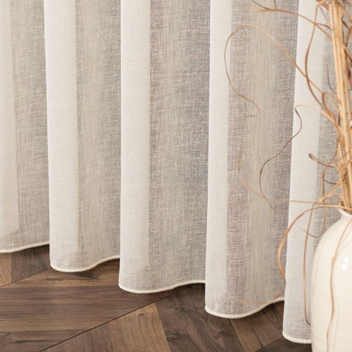 Firana Natural Look 140x260 cm, kremowa – tkanina z ołowianką