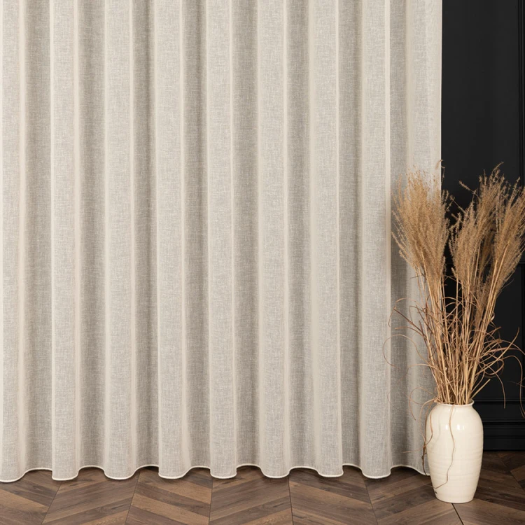 Firana Natural Look 140x260 cm, kremowa – tkanina z ołowianką