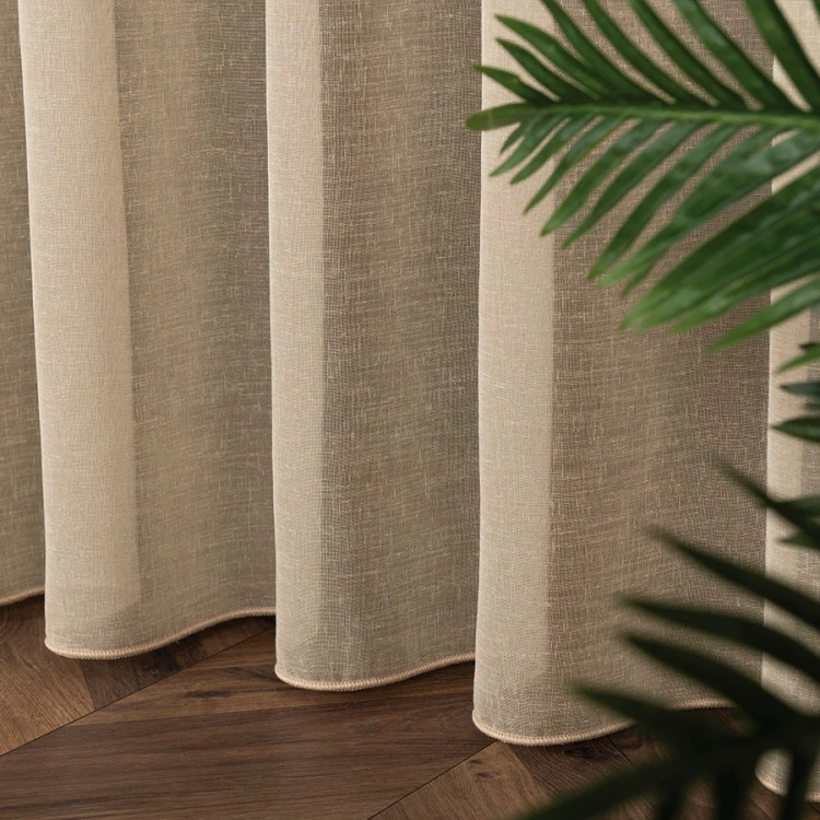 Firana Natural Look 140x260 cm, beżowa – tkanina z ołowianką