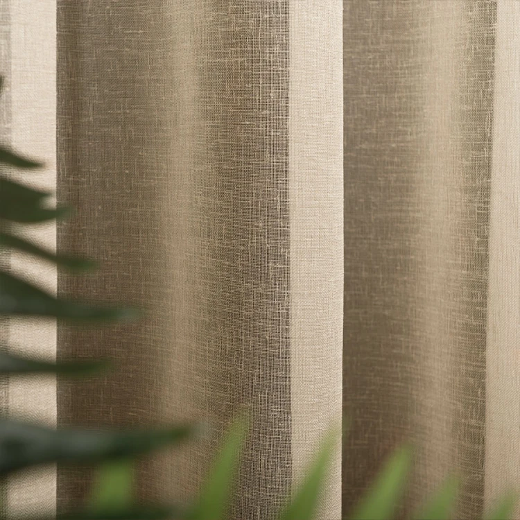 Firana Natural Look 140x260 cm, beżowa – tkanina z ołowianką