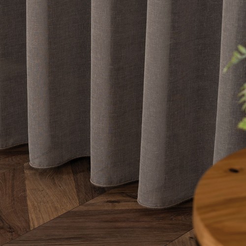 Firana Natural Look 140x260 cm, brązowa – tkanina z ołowianką