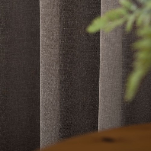 Firana Natural Look 140x260 cm, brązowa – tkanina z ołowianką
