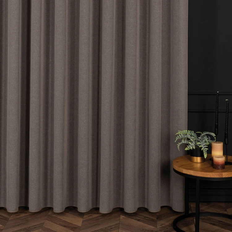 Firana Natural Look 140x260 cm, brązowa – tkanina z ołowianką