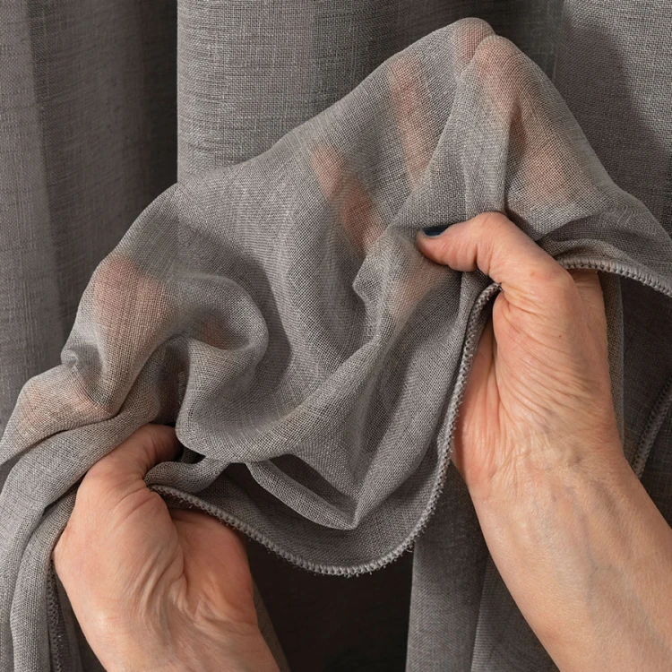 Firana Natural Look 140x260 cm, szara – tkanina z ołowianką
