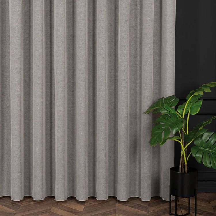 Firana Natural Look 140x260 cm, szara – tkanina z ołowianką