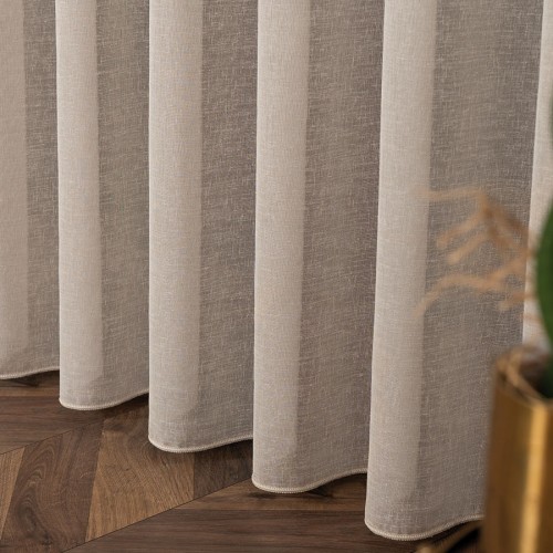 Firana Natural Look 140x260 cm, chłodny beż – tkanina z ołowianką