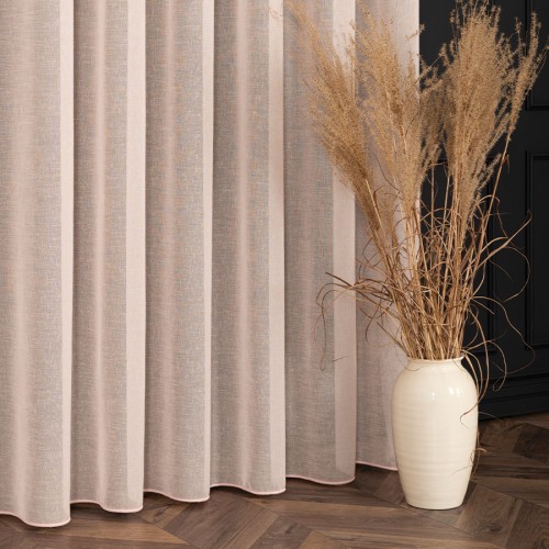 Firana Natural Look 140x260 cm, pastelowy róż – tkanina z ołowianką