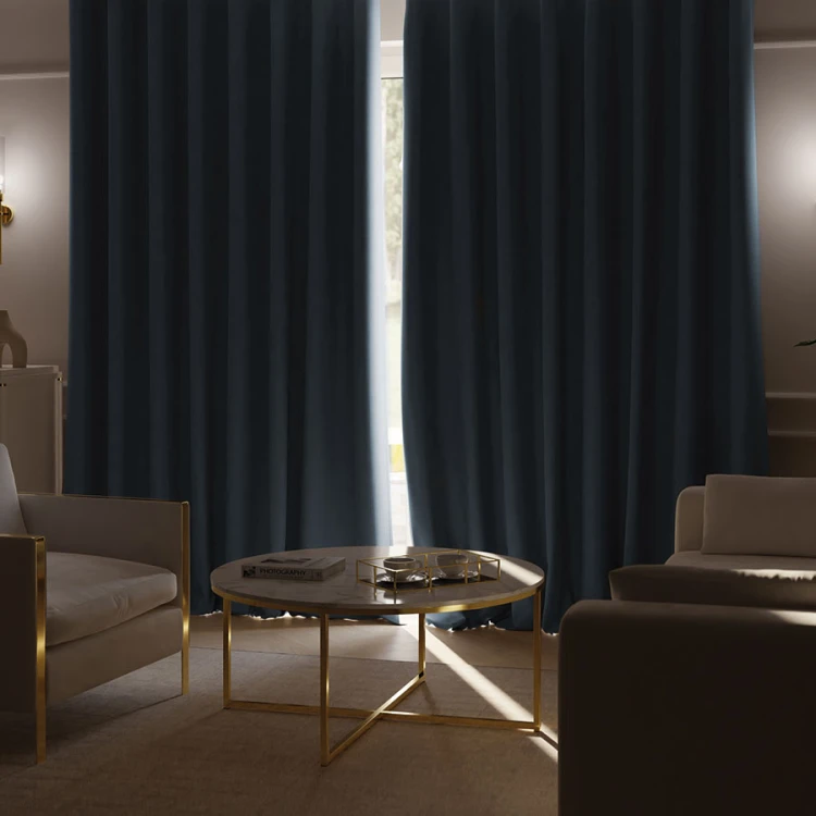 Zasłona Umbra blackout na taśmie, niebieska – 140x230 cm